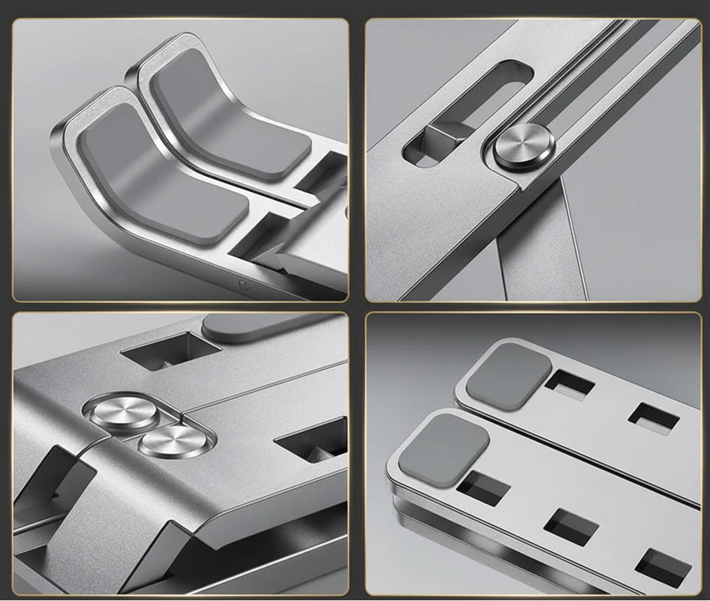 Support Laptop Ergonomique Aluminium – Pliable & Réglable