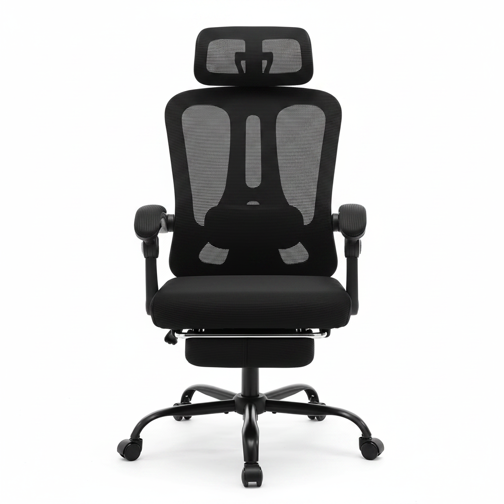 Chaise ergonomique inclinable | accoudoirs et appuie-tête ajustables, soutien dorsal renforcé