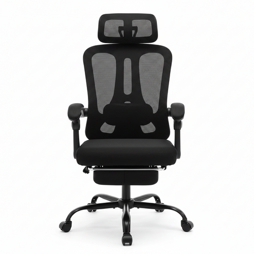 Chaise ergonomique inclinable | accoudoirs et appuie-tête ajustables, soutien dorsal renforcé