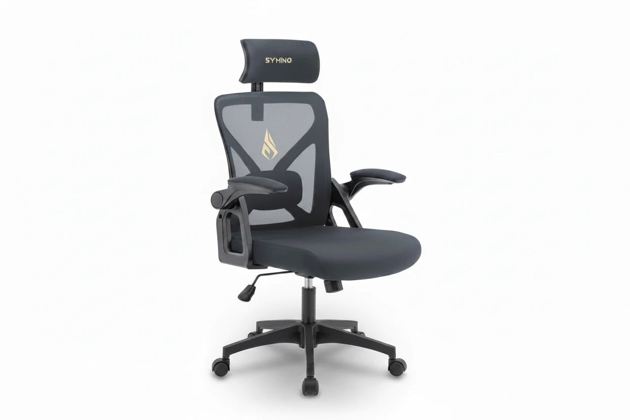 Chaise ergonomique - Appuie-tête, Accoudoirs & Soutien Lombaire Réglables
