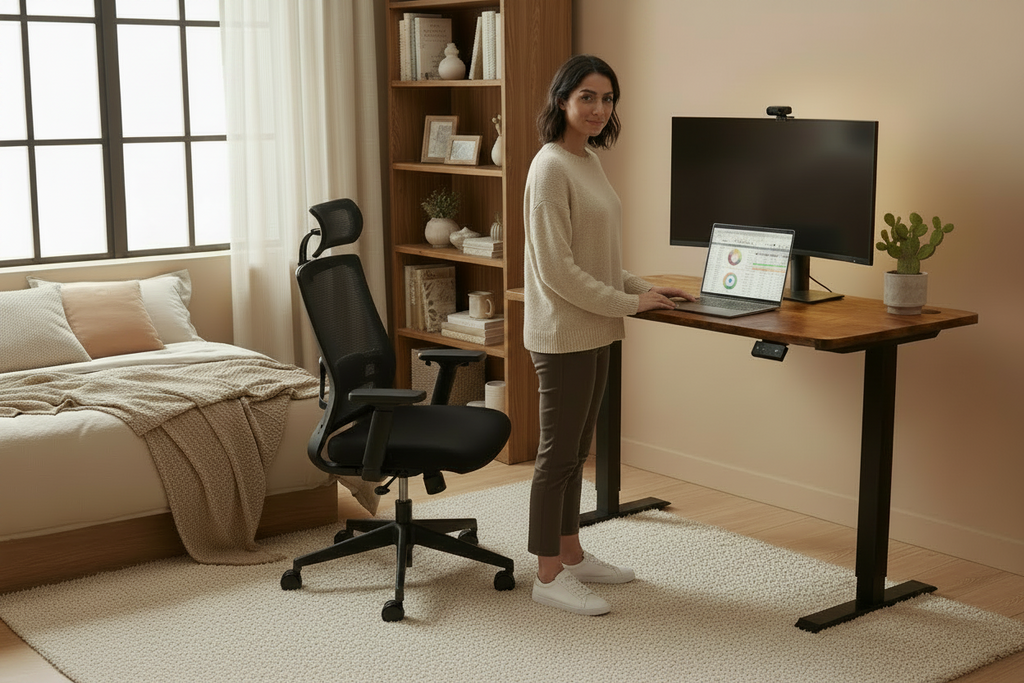 Bureau home office ergonomique – design minimaliste