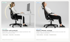 Chaise ergonomique - Appuie-tête, Accoudoirs & Soutien Lombaire Réglables